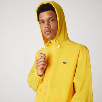 Lacoste SPORT Hooded Taffeta-Lined Windbreaker - Větrovky Pánské Žluté / Bílé | CZ-dZR47b